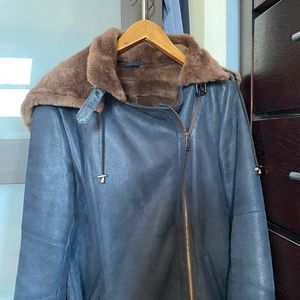 Blue Shearling Coat